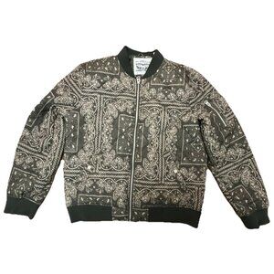 Levi's Bomber Jacket Mens Large L Diamond Quilted Green Bandana Paisley Print